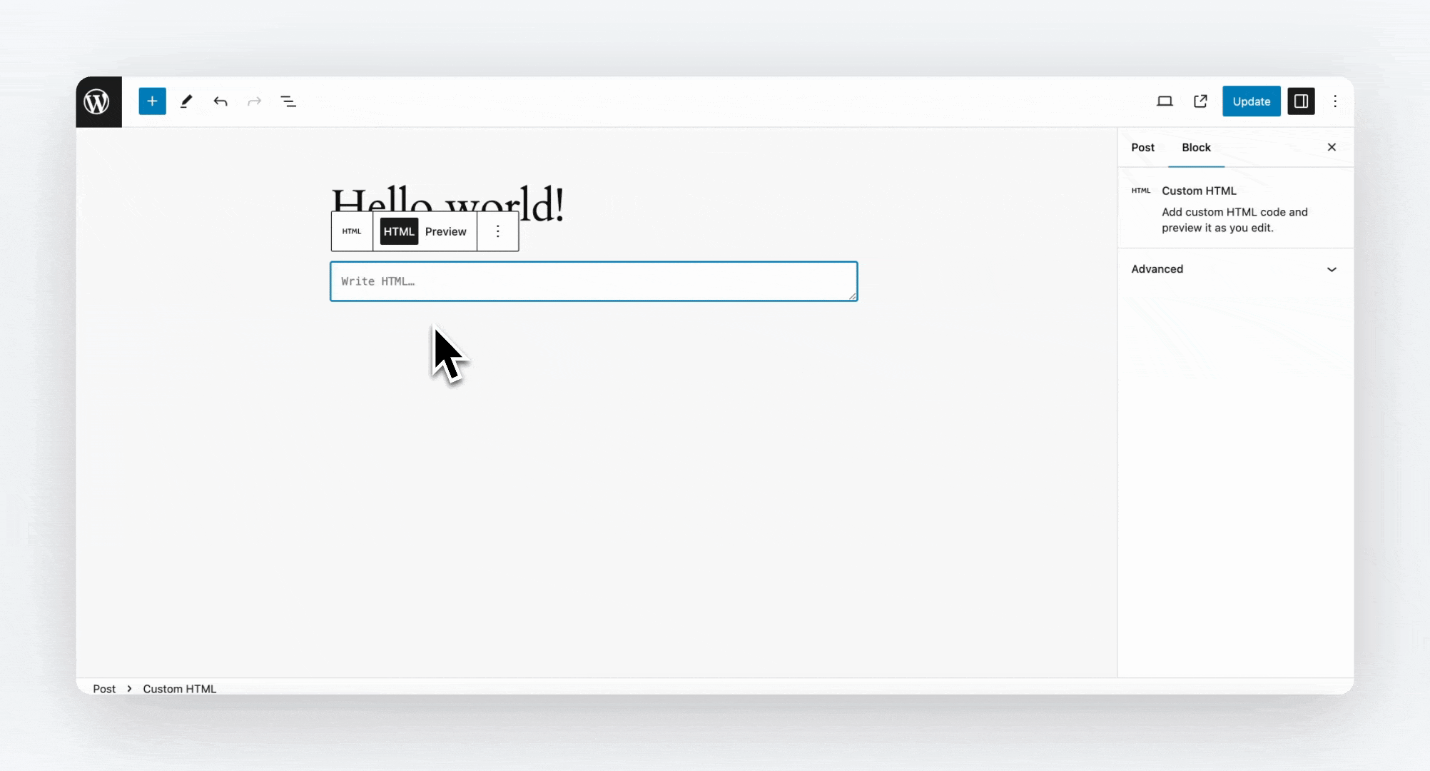 Pasting iframe code
